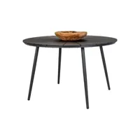 gapia - table ronde ø120cm plateau soleil effet bois noir et métal