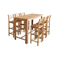 table et chaises de bar 7 pièces bois d'acacia massif