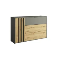 nicosie - commode - bois et gris - 125 cm - best mobilier - bois et gris