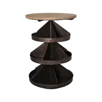 table avec 3 casiers pivotants en fer et bois 60 x 87.5 cm