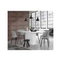 finlandek table a manger extensible kova de 4 a 6 personnes style contemporain blanc mat - l 160-200 x l 77 cm finest421120
