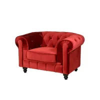 fauteuil chesterfield en velours rouge