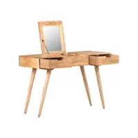 coiffeuse avec miroir table console - meuble de chambre 112x45x76 cm bois d'acacia massif meuble pro frco75325