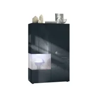 vitrine noir mat et brillant insertion sable laquée (l-h-p) : 91,5 - 136,5 - 37 cm + led blanc