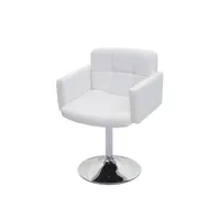 chaise de salle à  manger orlando, chaise de cuisine chaise pivotante, similicuir chromé ~ blanc