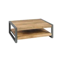 palissa - table basse avec etagère bois et acier patiné