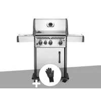 barbecue à gaz napoleon rogue xt 425 gris + gant résistant à la chaleur