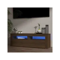 meuble tv avec lumières led，meuble de rangement，banc tv chêne marron 120x35x40 cm cmwi611631
