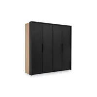 armoire penderie étagères 4 portes accordéon 200 cm - loft black