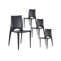 rofa - lot de 4 chaises empilables polypropylène anthracite
