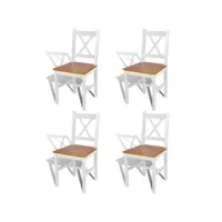 lot de 4 chaises  chaises de salle à manger chaise de cuisine  blanc bois de pin meuble pro frco41880