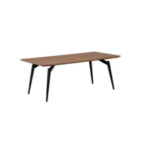 table basse 120 cm plaquée bois de noyer et pieds métal noir - carson