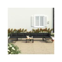 canapé d'angle de jardin  sofa banquette de jardin à 5 places avec coussins aluminium wpc meuble pro frco45688