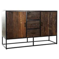 buffet meuble de rangement en bois recyclé et manguier coloris marron foncé - longueur 140 x hauteur 91 x profondeur 43 cm