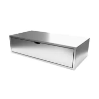 cube de rangement bois 100x50 cm + tiroir  gris aluminium cube100t-ga