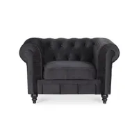 fauteuil chesterfield velours altesse noir