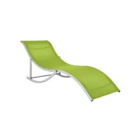 chaise longue pliable textilène vert et métal leepy - lot de 2