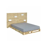 pack lit palette avec tête de lit cembro   bois naturel 140x200 cm