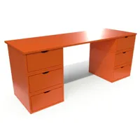 bureau long en bois 6 tiroirs cube  orange bur6t-o