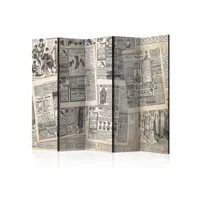 paravent 5 volets vintage newspapers ii-taille 225 x 172 cm a1-paravent512