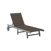 transat chaise longue bain de soleil lit de jardin terrasse meuble d'extérieur avec coussin bois d'acacia solide gris helloshop26 02_0012479