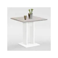 paris prix - table de repas design sanary 77cm blanc & chêne sable