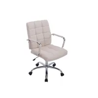 chaise fauteuil de bureau à roulettes en tissu crème hauteur réglable bur10114