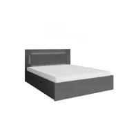 lit nofi gris 140x200 cm avec tiroirs, idéal pour chambre à coucher. meuble design