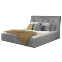 lit capitonné avec rangement velours gris clair klein - 4 tailles-couchage 200x200 cm