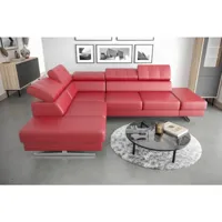 canapé d'angle en cuir emporio 300 x 225 cm en plusieurs couleurs - couleur: rouge - angle: gauche azura-44759_20361