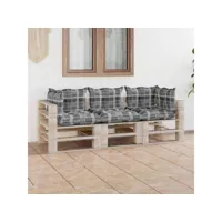 canapé fixe 3 places palette de jardin  sofa banquette de jardin avec coussins bois de pin meuble pro frco99904