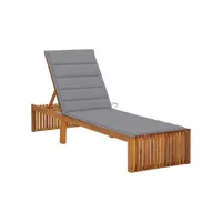 transat chaise longue bain de soleil lit de jardin terrasse meuble d'extérieur avec coussin bois d'acacia solide helloshop26 02_0012341