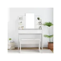 coiffeuse avec miroir blanc brillant 96x40x142 cm