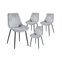 lot de 4 chaises design en velours gris elova