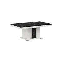 ariane - table basse pied central blanc et aspect marbre noir