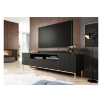 bobochic meuble tv avec niche 200 cm kasha pieds or noir