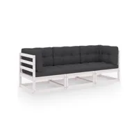canapé fixe 3 places de jardin  sofa banquette de jardin avec coussins bois de pin massif meuble pro frco53688