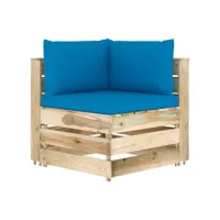 canapé d'angle sectionnel avec coussins bois imprégné de vert