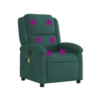fauteuil de massage inclinable, fauteuil de relaxation, chaise de salon vert foncé velours fvbb20255 meuble pro