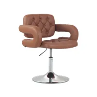 chaise lounge dublin similicuir - piètement avec colonne centrale en métal chromé , cognac