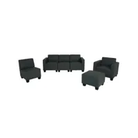 modular sofa-system ensemble de canapés lyon 3-1-1-1, similicuir ~ gris foncé