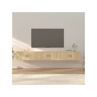 3 pcs meubles tv muraux banc tv de salon,design de luxe chêne sonoma 100x34,5x40 cm -neww69545