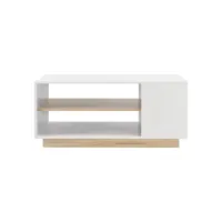 table basse rectangulaire pour salon meuble stylé avec étagère de stockage en panneau de particules mélaminé 46 x 100 x 60 cm blanc chêne helloshop26 03_0006176