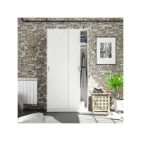 armoire coulissante 2 portes blanc - rafa - l 100 x l 50 x h 200 cm
