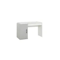 bureau 1 porte 1 tiroir blanc-gris - moonla - l 126 x l 64 x h 76 cm - neuf
