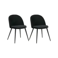 chaise en velours avec pieds en acier velvet (lot de 2) noir