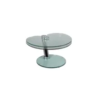 table basse articulée acier-verre - glass n°2 - l 65 x l 65 x h 43 cm - neuf