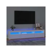 meuble tv，meuble de rangement，banc tv avec lumières led blanc brillant 195x35x40 cm cmwi640038