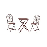 table et chaises de jardin en métal laqué rouge rouge antique