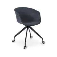 chaise de bureau tapissée avec accoudoirs - chaise de bureau à roulettes - noir et blanc - jodie gris foncé